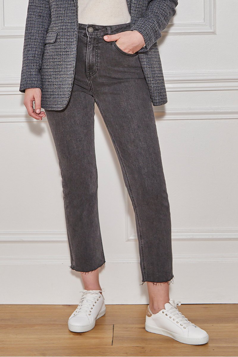 Jean 7/8 Taille Haute Pienda - Gris Foncé