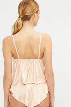 Caraco De Pyjama Satin With Embroidery - Beige - Stella Mccartney