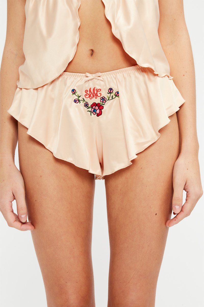 Short De Pyjama Satin With Embroidery - Beige - Stella Mccartney