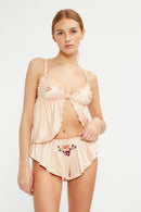Short De Pyjama Satin With Embroidery - Beige - Stella Mccartney