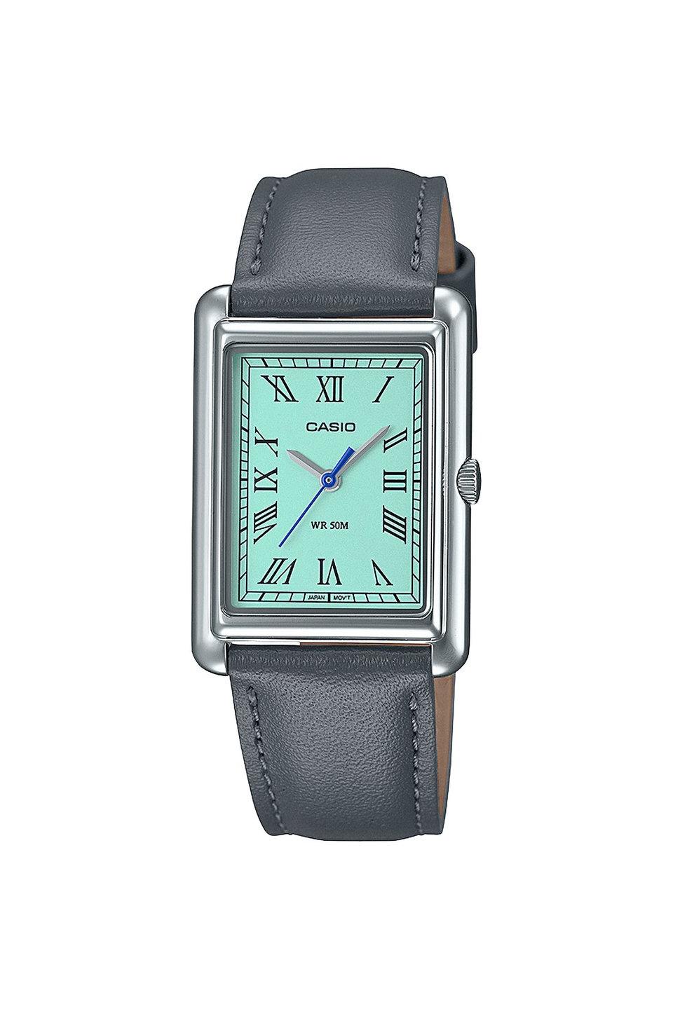 Quartz Leather Watch - Grey and Turquoise
