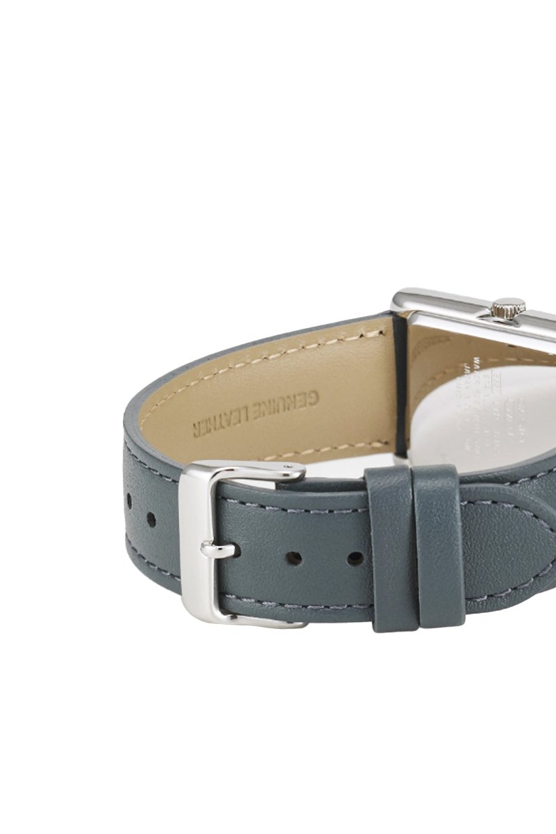 Montre À Quartz En Cuir - Gris Et Turquoise
