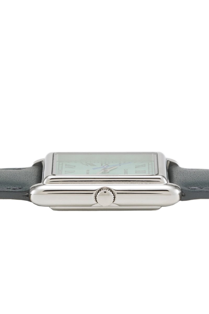 Montre À Quartz En Cuir - Gris Et Turquoise