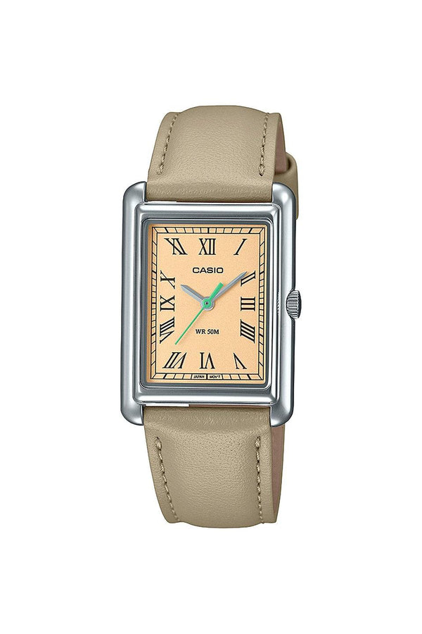 Montre À Quartz En Cuir - Beige Et Saumon