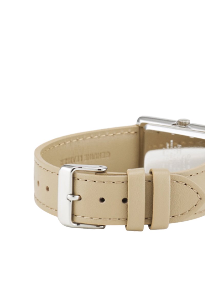 Reloj de cuarzo de cuero - Beige y salmón