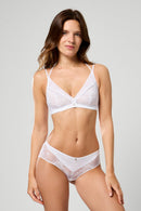 Chantelle - Shorty de encaje de flores de medianoche - Blanco