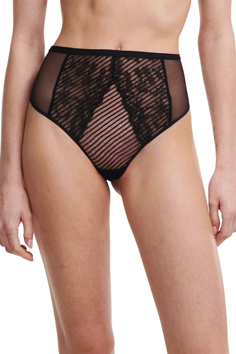 Chantelle - Tanga de talle alto Txture - Negro