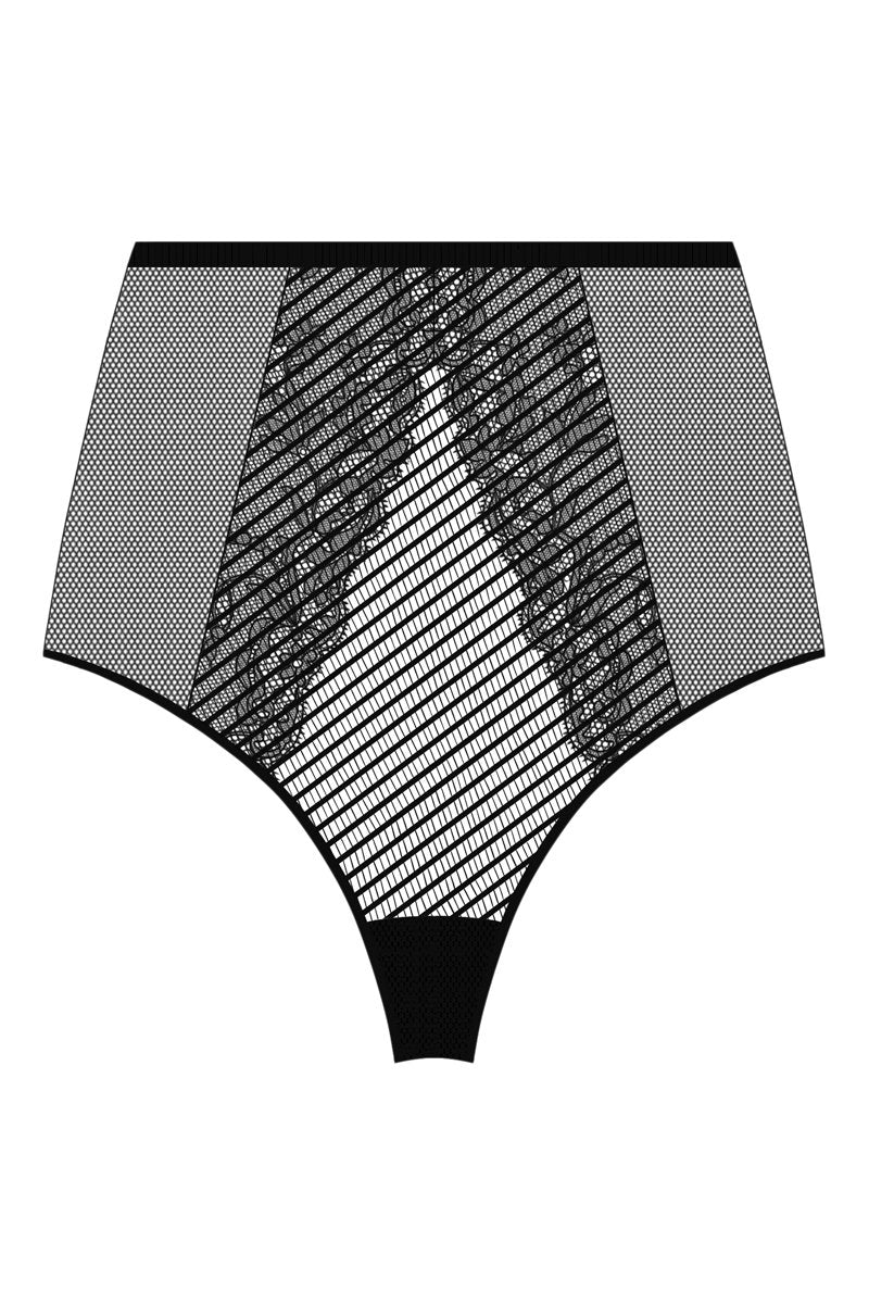 Chantelle - Tanga de talle alto Txture - Negro