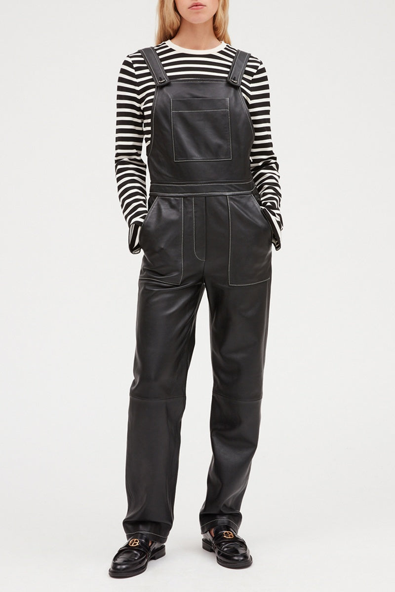 Claudie Pierlot - Salopette En Cuir D'Agneau - Noir