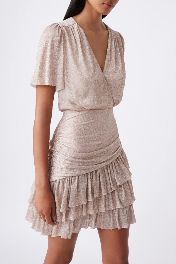 Claudia Ruffled Dress - Beige
