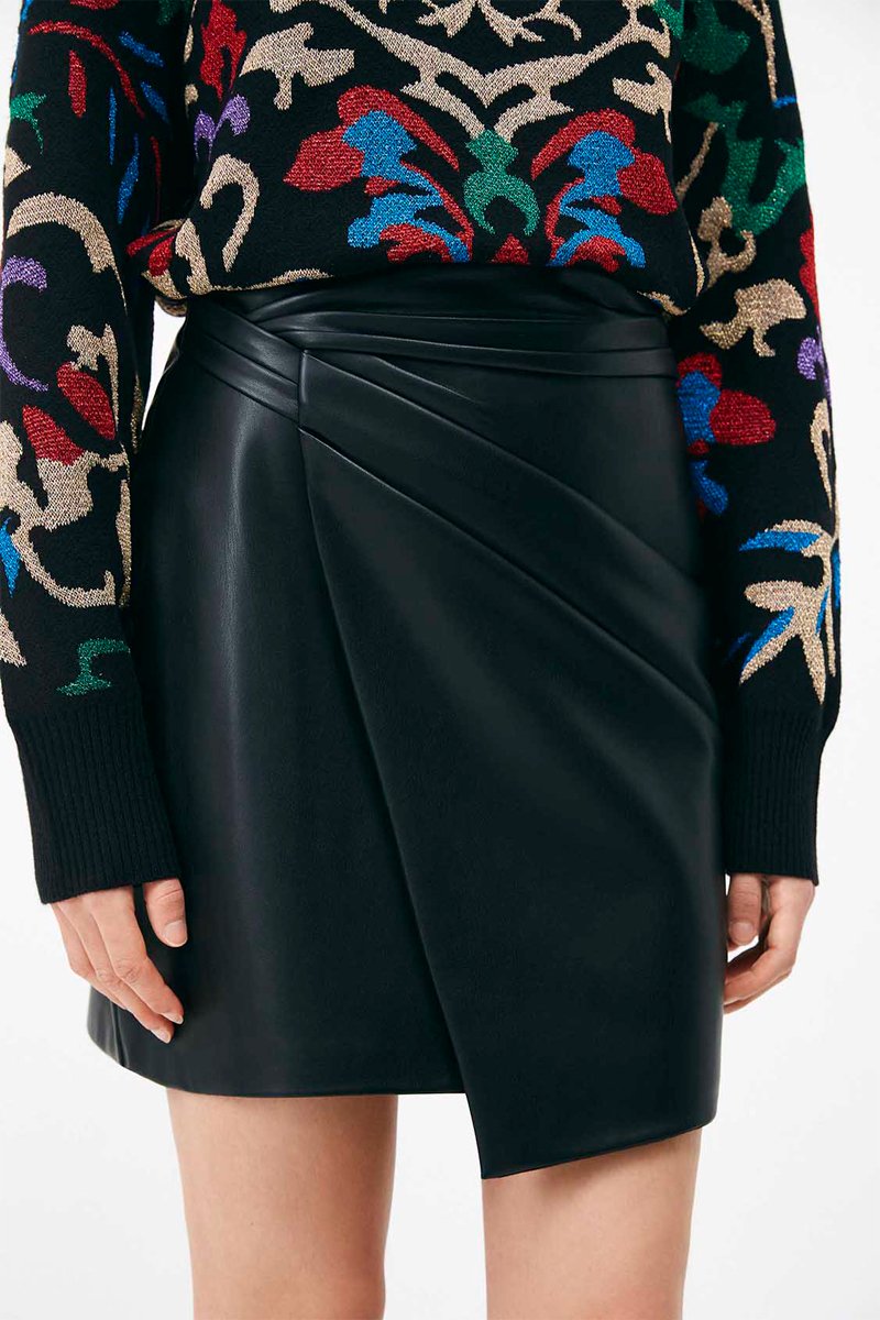 Minifalda Flavie de talle alto - Negro