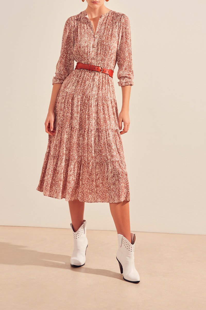 Robe Midiecru Et Rouge Brique