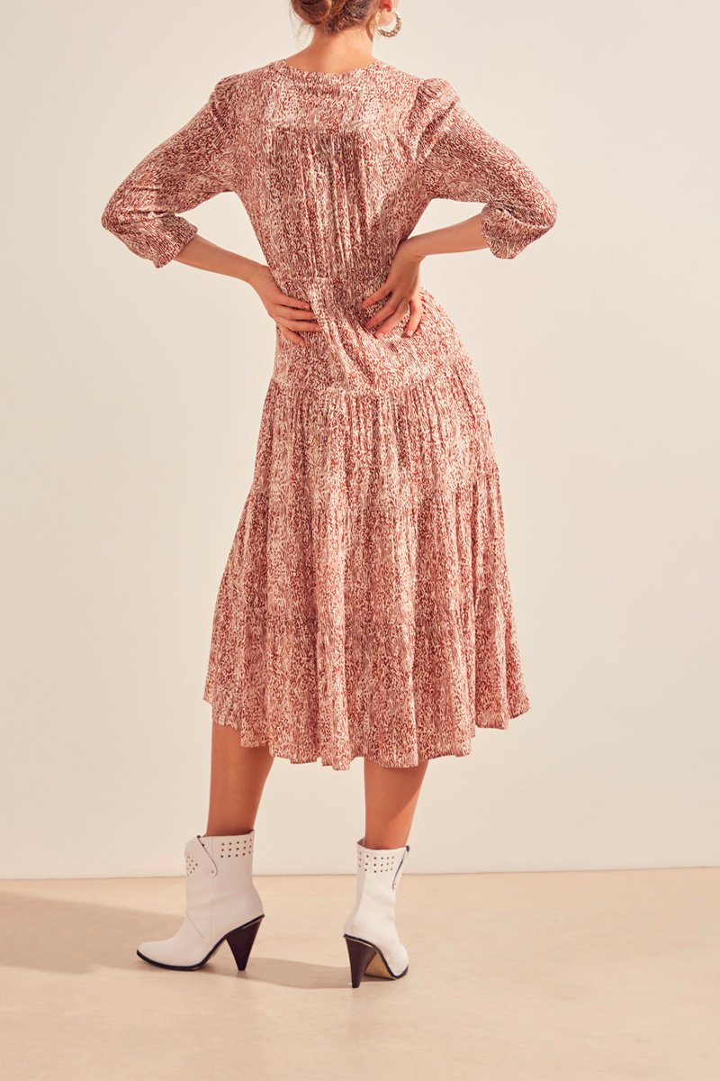 Robe Midiecru Et Rouge Brique