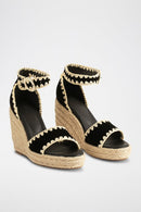 Sandalias Helies de piel con cuña - Negro