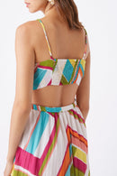 Vestido largo Cya - Verde y rosa