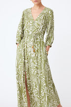 Robe Longue En Lin Chafia - Kaki