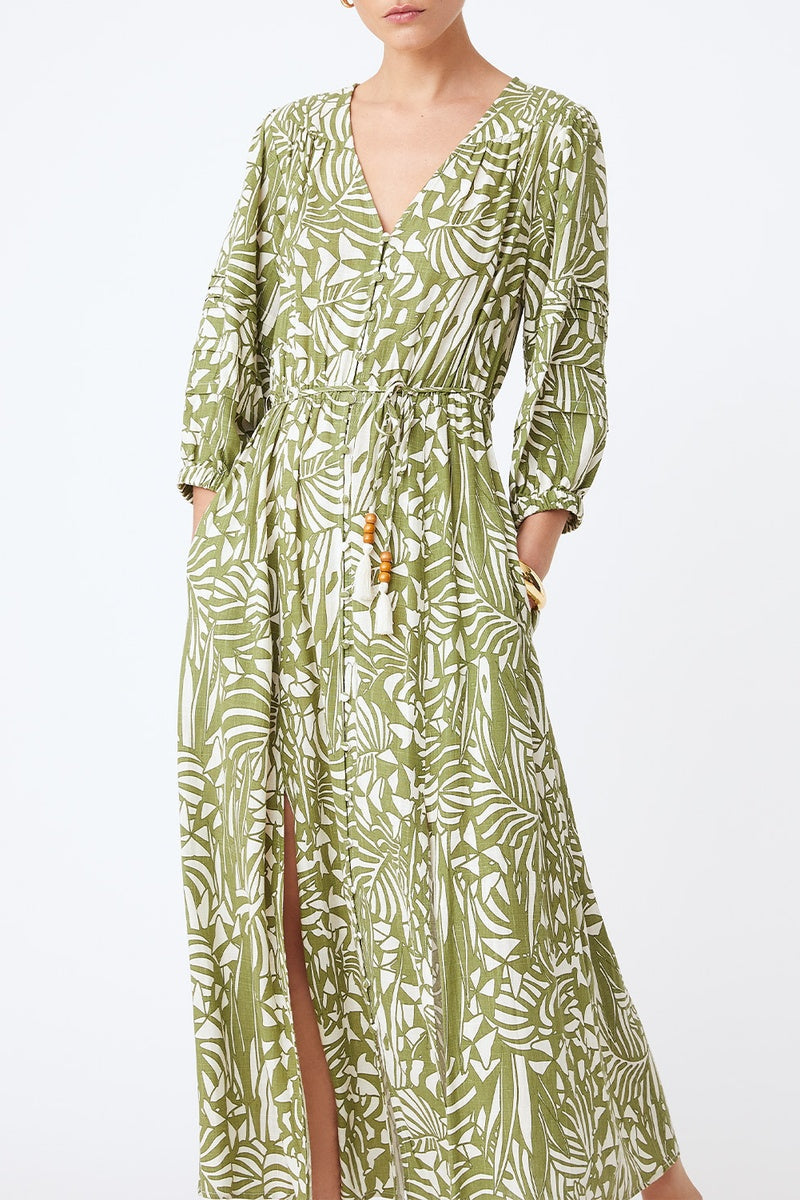 Robe Longue En Lin Chafia - Kaki