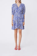 Cisse Linen Wrap Dress - Blue