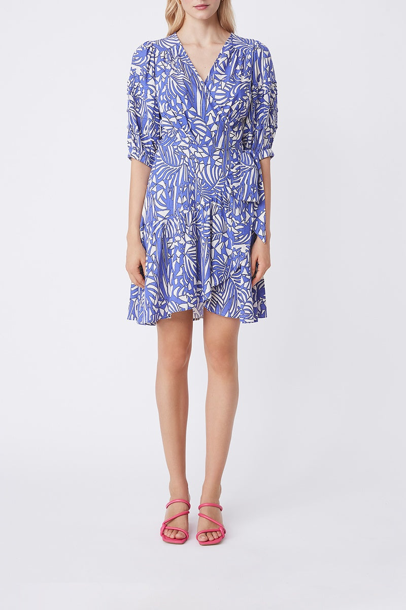 Cisse Linen Wrap Dress - Blue