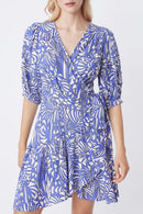 Cisse Linen Wrap Dress - Blue