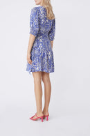 Cisse Linen Wrap Dress - Blue