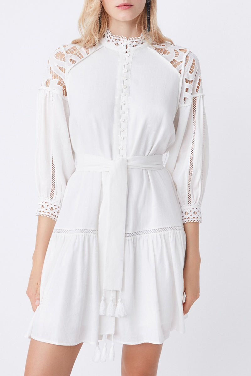 Chama Fit-and-Flare Dress - Ecru