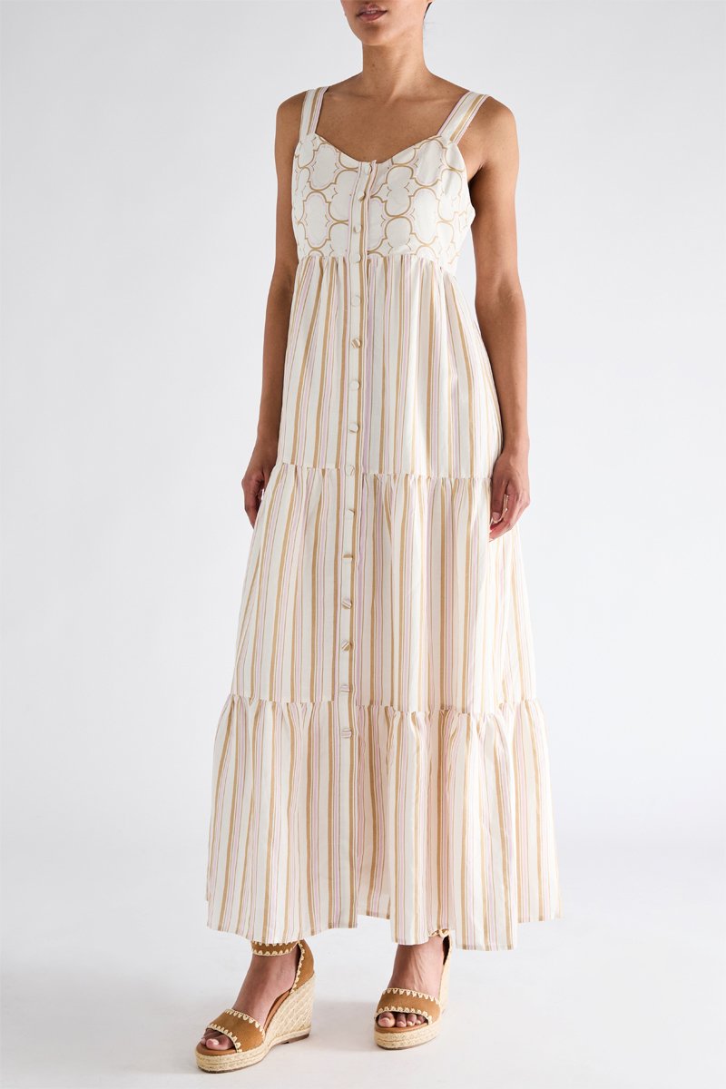 Charlote Long Linen Dress - Camel