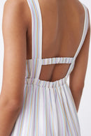 Vestido Largo Charlote De Lino - Malva Y Crudo