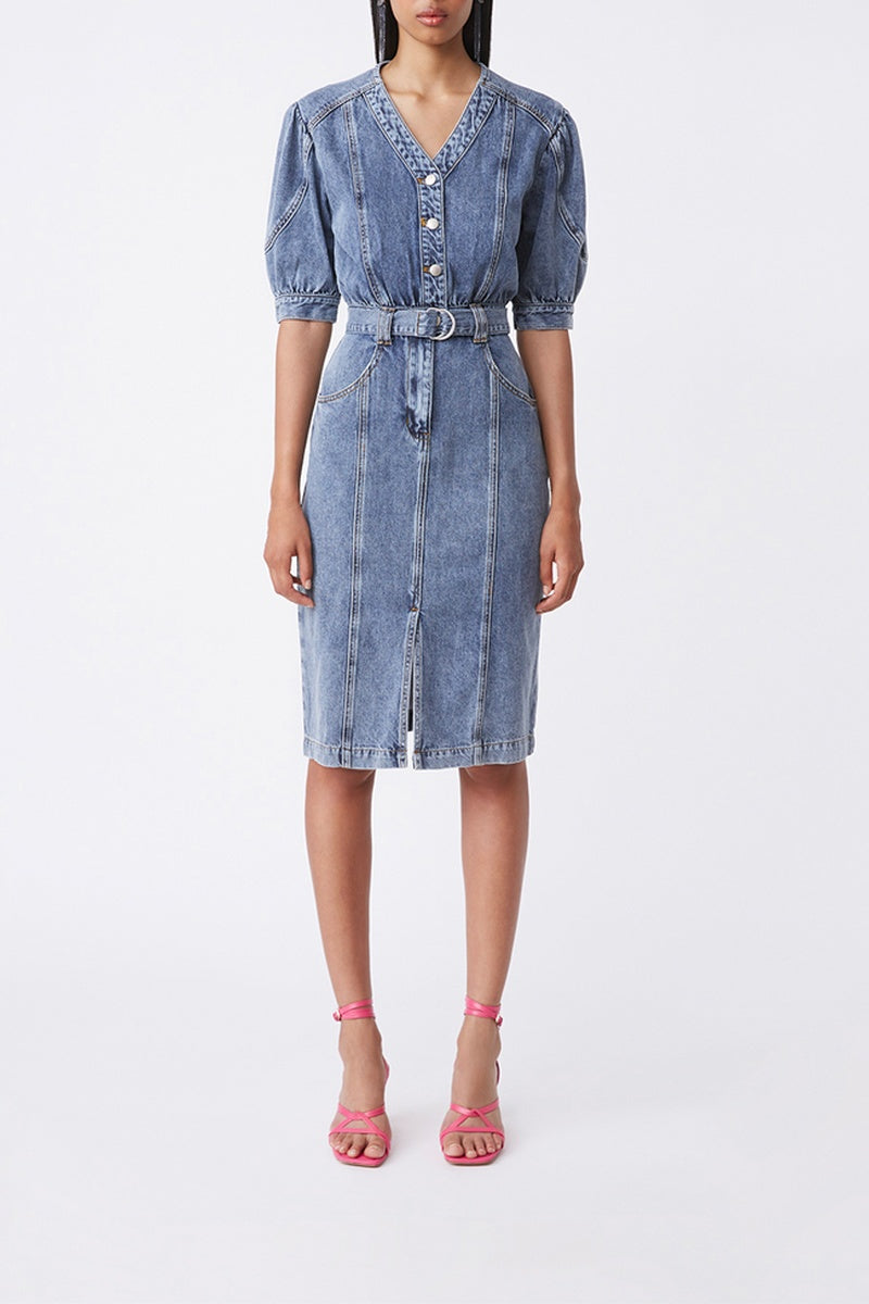 Robe Droite En Jean Clover - Bleu