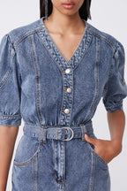 Robe Droite En Jean Clover - Bleu