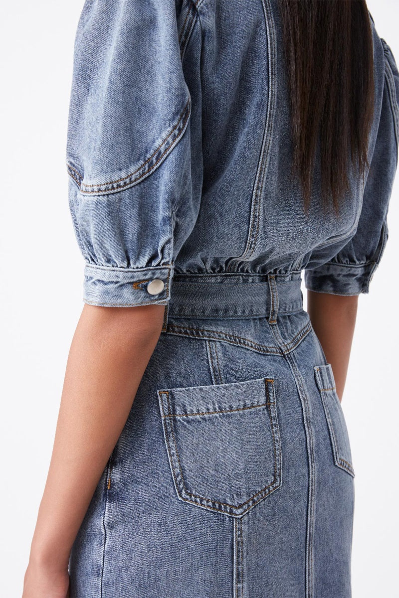 Robe Droite En Jean Clover - Bleu