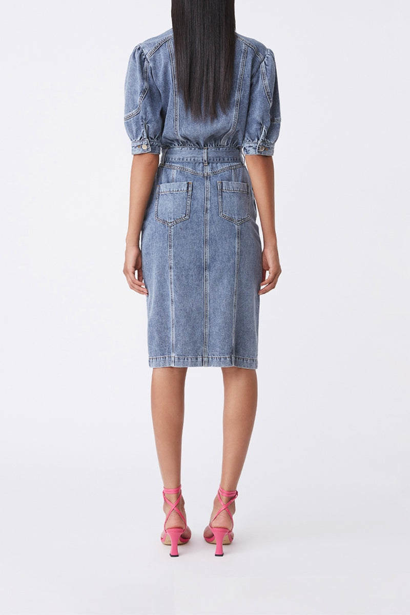 Robe Droite En Jean Clover - Bleu