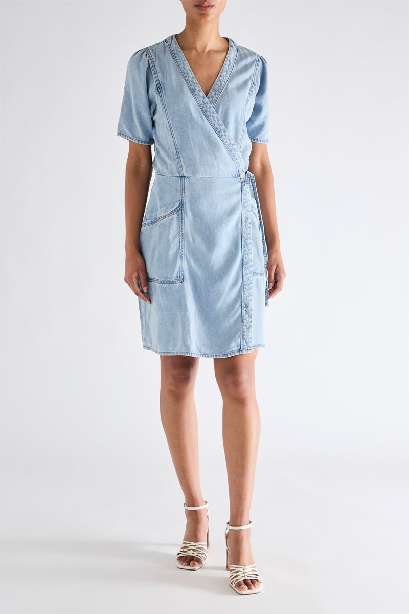 Vestido cruzado Cilem de mezclilla - Azul