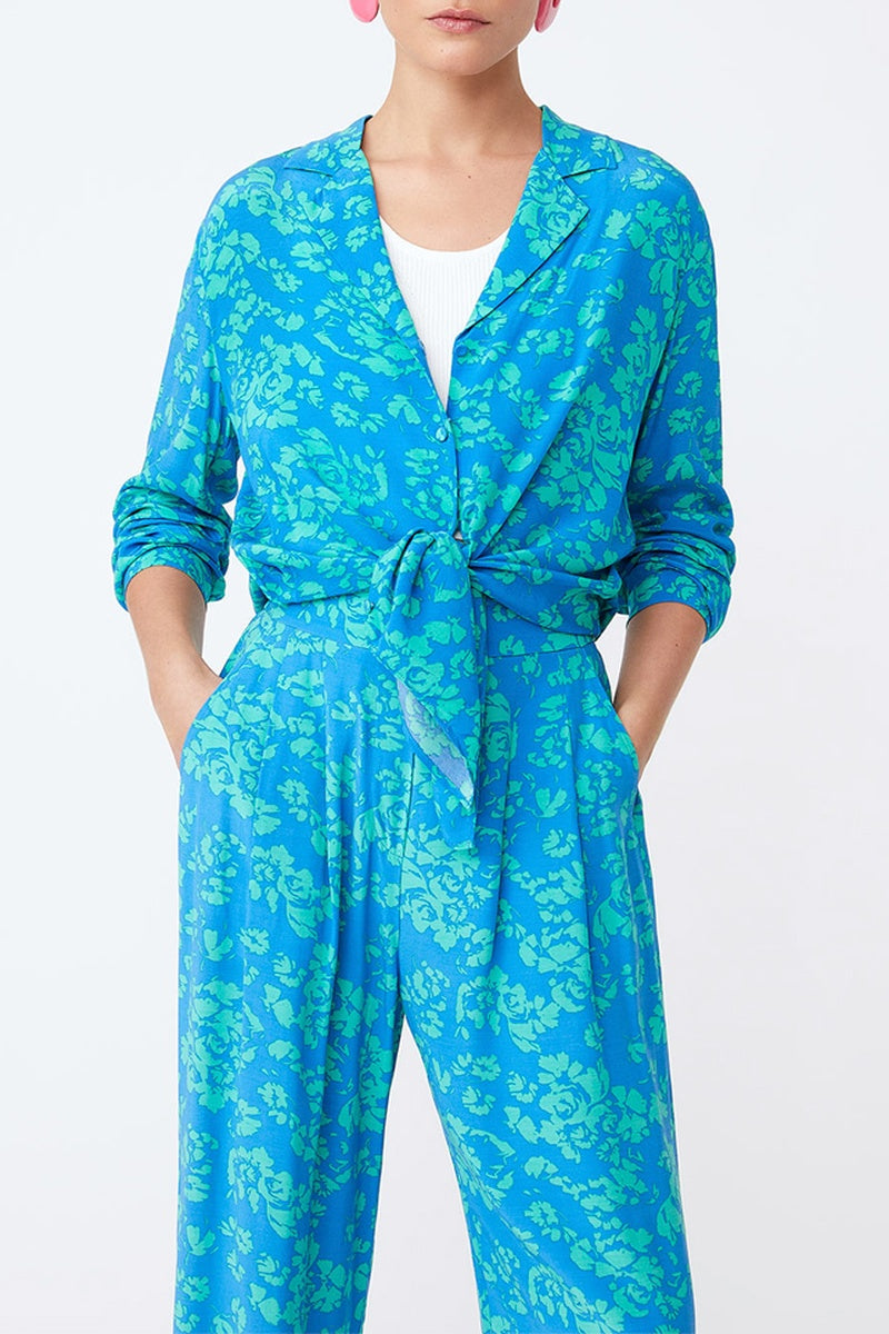 Joy High-Waisted Trousers - Blue