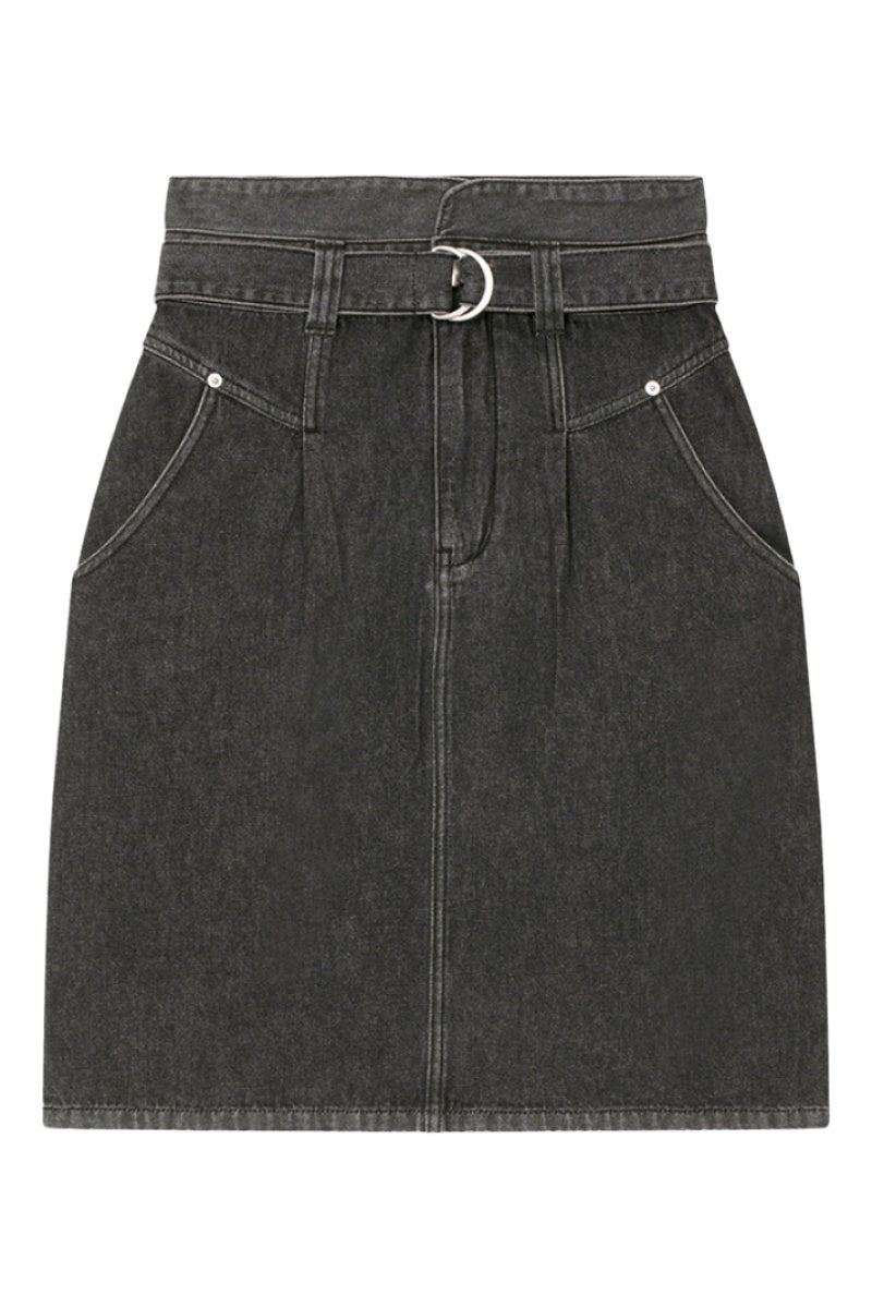 Felipa Straight Denim Skirt - Gray