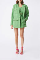 Bacem Shorts De Tweed De Talle Alto - Verde