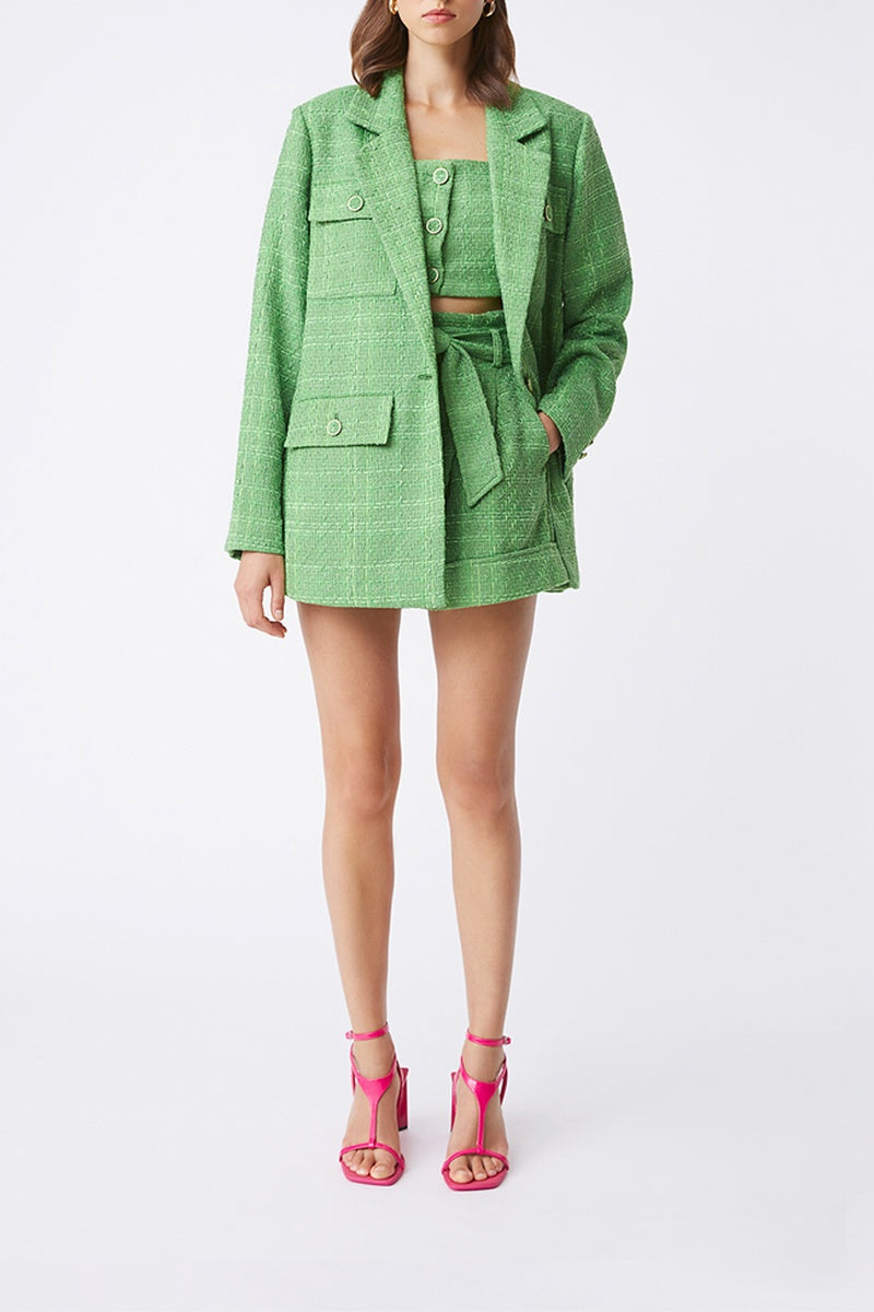 Bacem Shorts De Tweed De Talle Alto - Verde