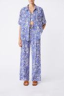 Blusa Lorna de lino - Azul