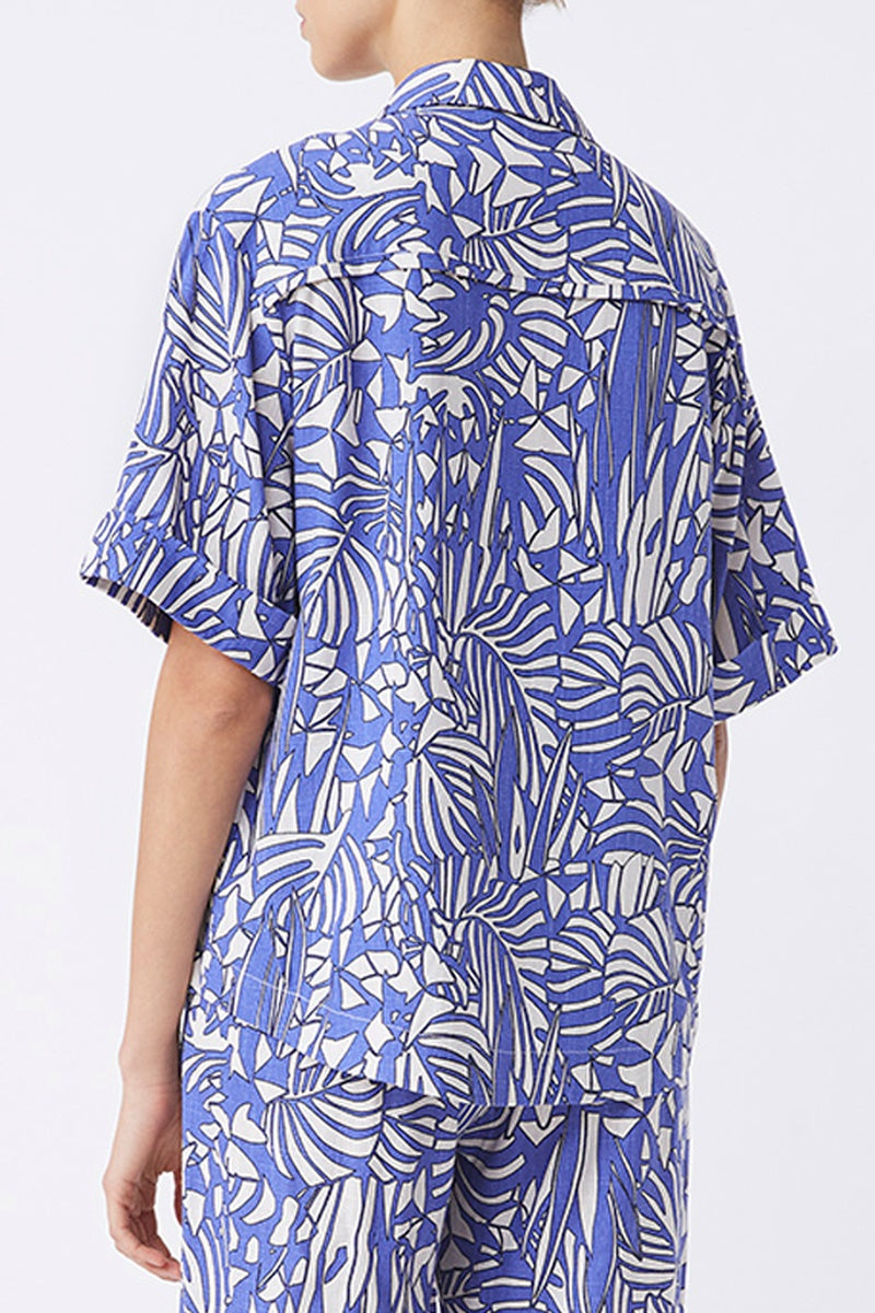 Blusa Lorna de lino - Azul