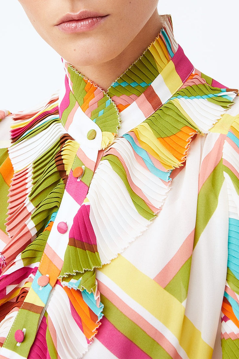 Laure Blouse - Pink and Green
