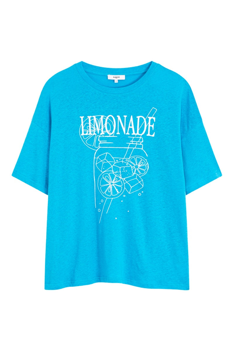 Meraky Oversized Linen T-Shirt - Blue