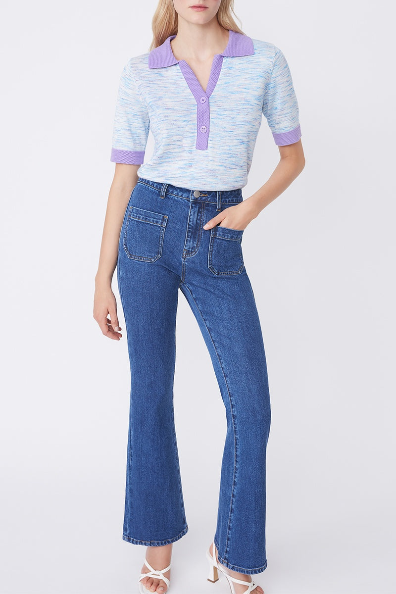 Vaqueros Rouan de talle alto - Azul