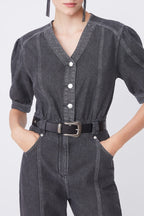Tifany Denim Jumpsuit - Anthracite
