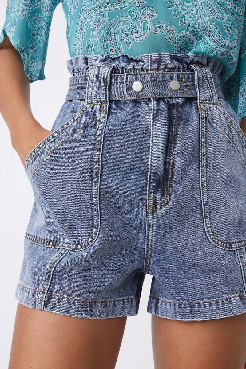 High-Waist Denim Shorts Kenni - Blue