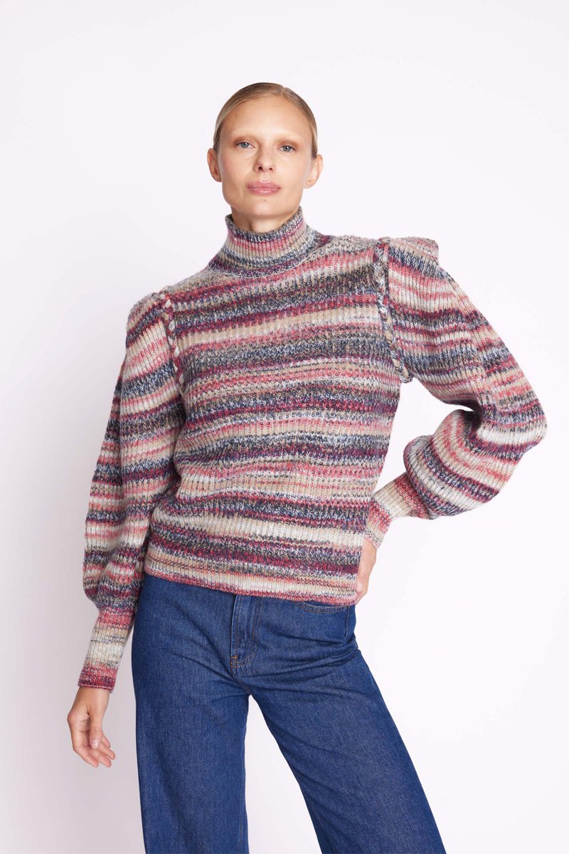 Berenice - Jersey Cuello Redondo Mangas con Pliegues - Multicolor