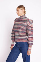 Berenice - Jersey Cuello Redondo Mangas con Pliegues - Multicolor