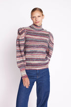 Berenice - Jersey Cuello Redondo Mangas con Pliegues - Multicolor