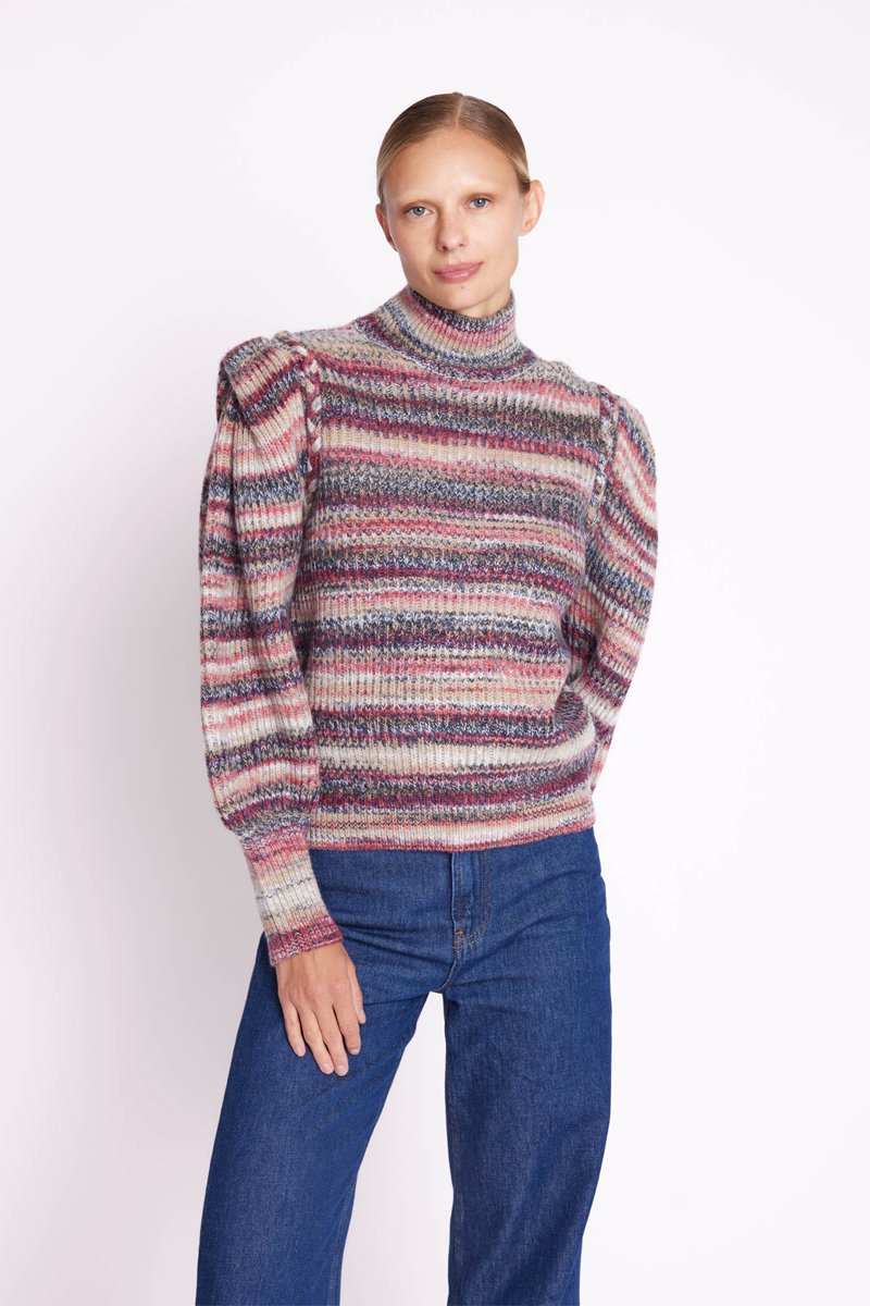 Berenice - Jersey Cuello Redondo Mangas con Pliegues - Multicolor