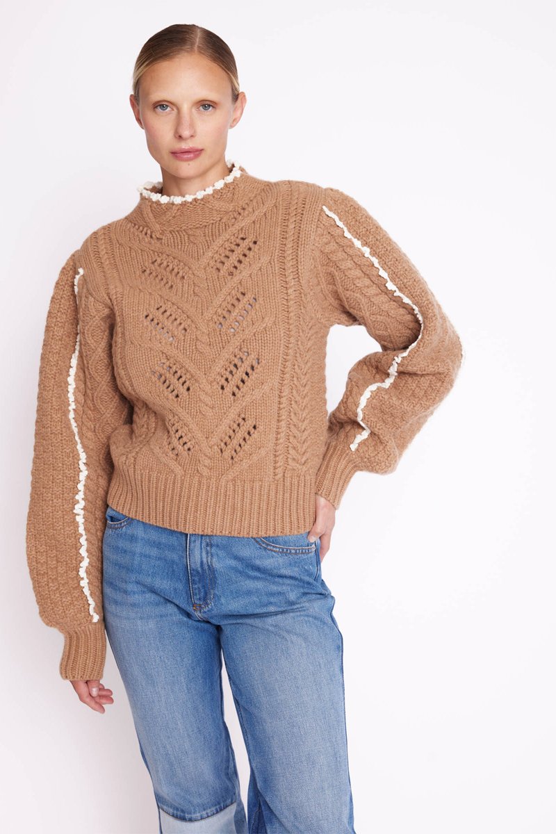 Berenice - Jersey Cuello Alto Ml - Camel