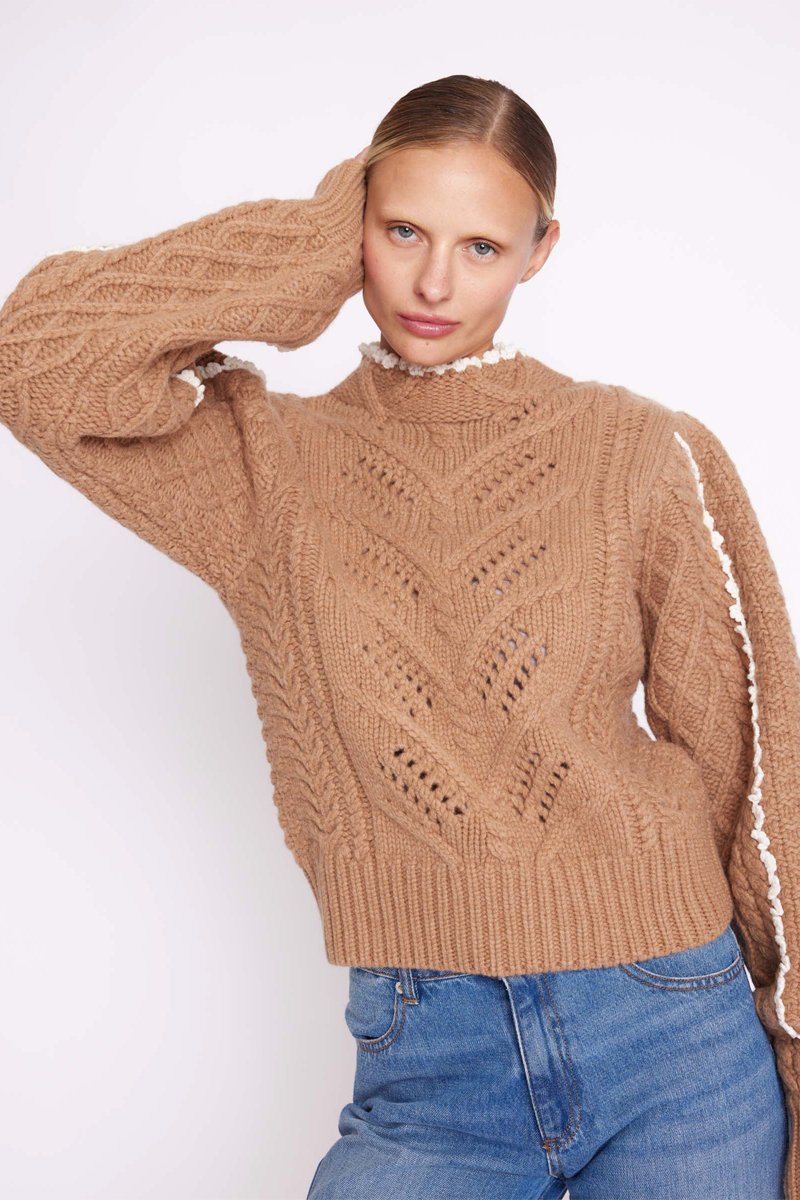 Berenice - Jersey Cuello Alto Ml - Camel